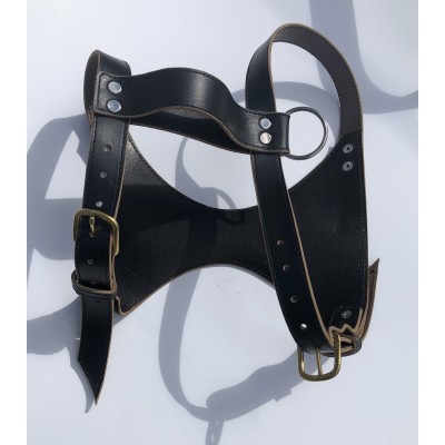 Black Real Leather Dog Harness