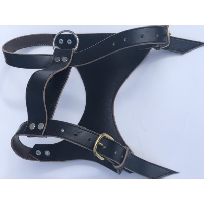 Black Real Leather Dog Harness